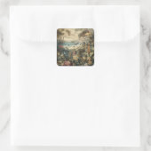  botanische scène vogelbloemen in het paradijs vierkante sticker (Tas)