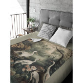 botanische scène witte kranen en bloemen fleece deken