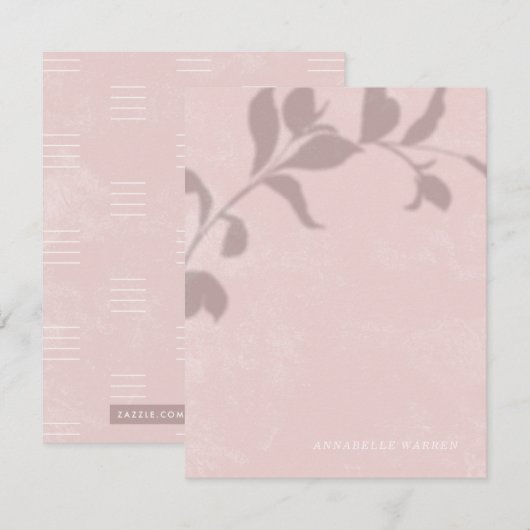 Botanische schaduw Vrouwen Stationery - Roze Notitiekaartje (Voorkant / Achterkant)
