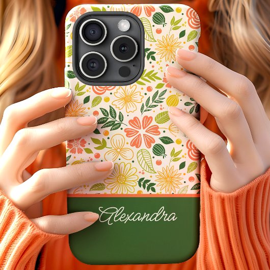 Botanische Schattigee bloemenpatroon Script naam Case-Mate iPhone Case