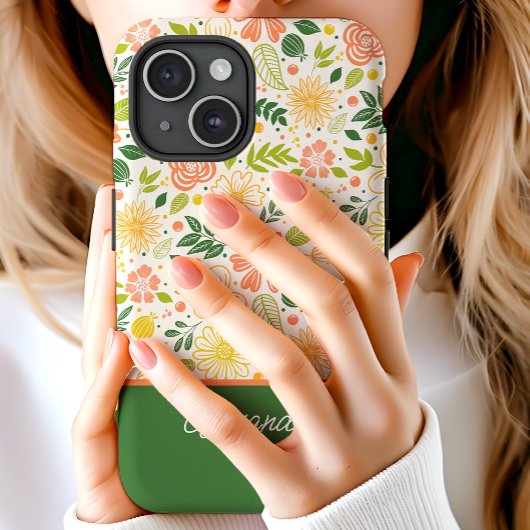 Botanische Schattigee bloemenpatroon Script naam Case-Mate iPhone Case