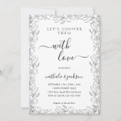 Botanische Schets Bloemen Lijst Paar Douche Bridal Kaart (Voorkant)