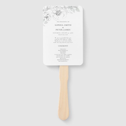 Botanische schets Ceremony Program Hand Fan Handwaaier (Voorkant)