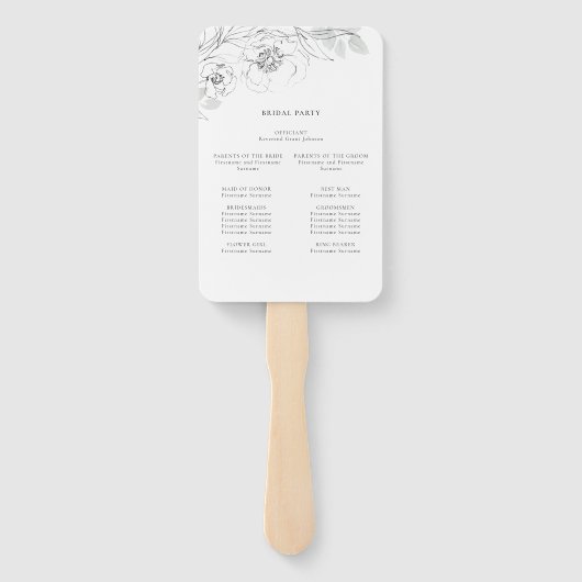 Botanische schets Ceremony Program Hand Fan Handwaaier (Achterkant)