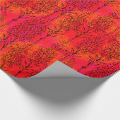 Botanische schets op hete roze & Oranje Waterverf Cadeaupapier (Hoek)