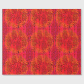 Botanische schets op hete roze & Oranje Waterverf Cadeaupapier (Vlak)