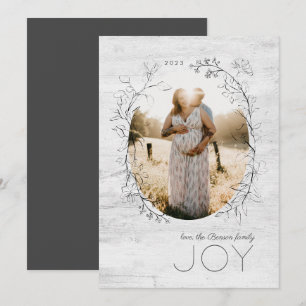 Botanische schets Ovaal Lijst Grijze feestdag Feestdagenkaart