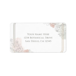Botanische schets Sage & Blush Bloemen Bruiloft Etiket