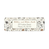 Botanische schets Wildflower Boho retouradres Etiket (Voorkant)