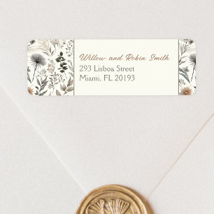 Botanische schets Wildflower Boho retouradres Etiket