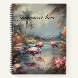  botanische schilderij flamingo's, aanpasbaar notitieboek