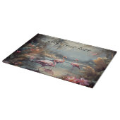 Botanische schilderij flamingo's aanpasbaar snijplank (Hoek)