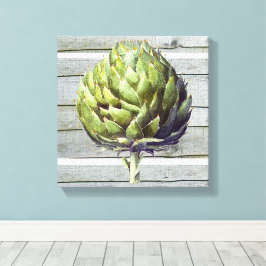 Botanische schilderij van Artichoke Canvas Afdruk (Insitu (Houten vloer))