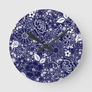 Botanische schoonheden Blauw Ronde Klok