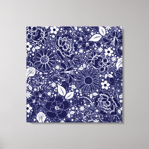 Botanische schoonheden BLUE Kreukdoek Canvas Afdruk