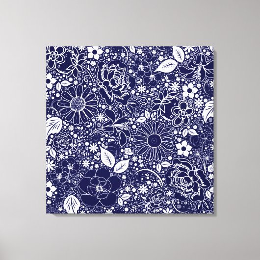 Botanische schoonheden BLUE Kreukdoek Canvas Afdruk (Voorkant)
