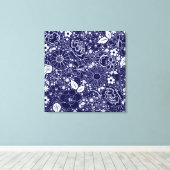 Botanische schoonheden BLUE Kreukdoek Canvas Afdruk (Insitu (Houten vloer))