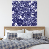 Botanische schoonheden BLUE Kreukdoek Canvas Afdruk (Insitu (Slaapkamer))