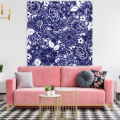Botanische schoonheden BLUE Kreukdoek Canvas Afdruk (Insitu (Woonkamer))