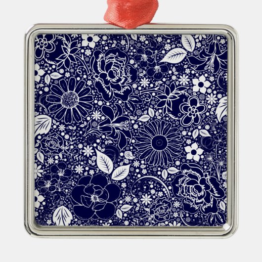 Botanische schoonheden Blue Sq Premium Ornament (Voorkant)