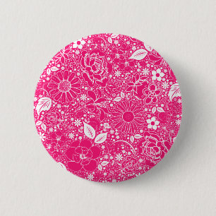 Botanische schoonheden HOT PINK Ronde Button 5,7 Cm