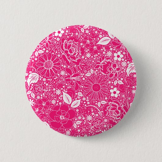 Botanische schoonheden HOT PINK Ronde Button 5,7 Cm (Voorkant)