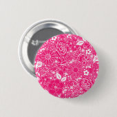 Botanische schoonheden HOT PINK Ronde Button 5,7 Cm (Voorkant /achterkant)