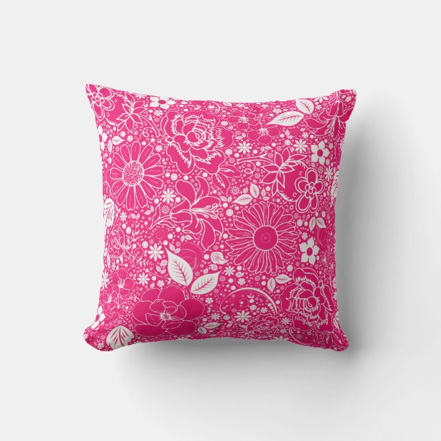 Botanische schoonheden Hot Pink SIERKUSSEN (Voorkant)