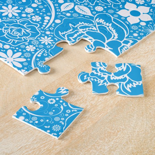 Botanische schoonheden Licht Blauw Puzzle Legpuzzel (Zijkant)