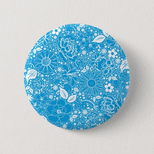 Botanische schoonheden Licht Blauw Ronde Button 5,7 Cm (Voorkant)