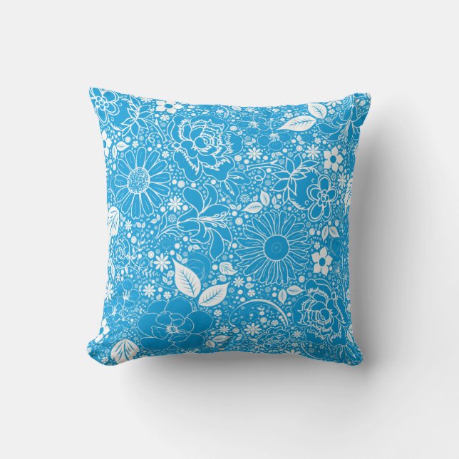 Botanische schoonheden Licht Blauw SIERKUSSEN (Voorkant)