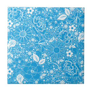 Botanische schoonheden Licht Blauw Tegeltje