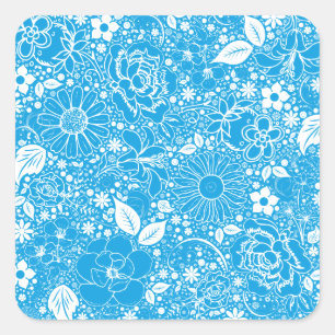 Botanische schoonheden Light Blue Sq Sticker