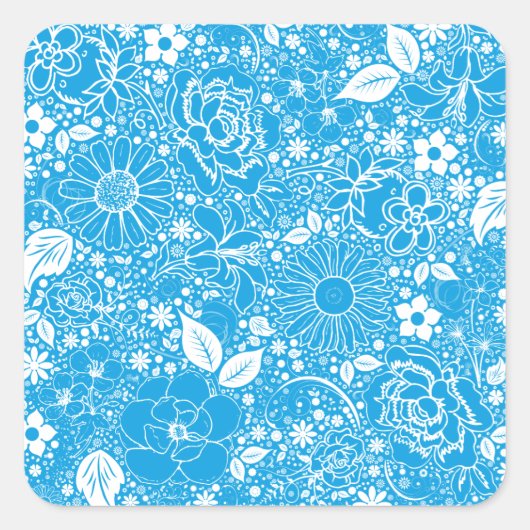 Botanische schoonheden Light Blue Sq Sticker (Voorkant)