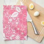 Botanische schoonheden met roze keukenhanddoeken (Quarter Fold)