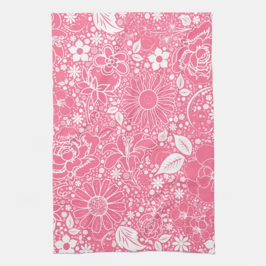 Botanische schoonheden met roze keukenhanddoeken (Verticaal)