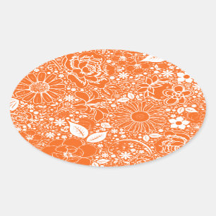 Botanische schoonheden Oranje ovale STICKERS