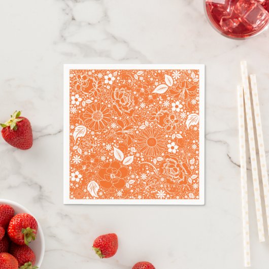 Botanische schoonheden Oranje-Paper Party Napkins Servetten (Insitu)