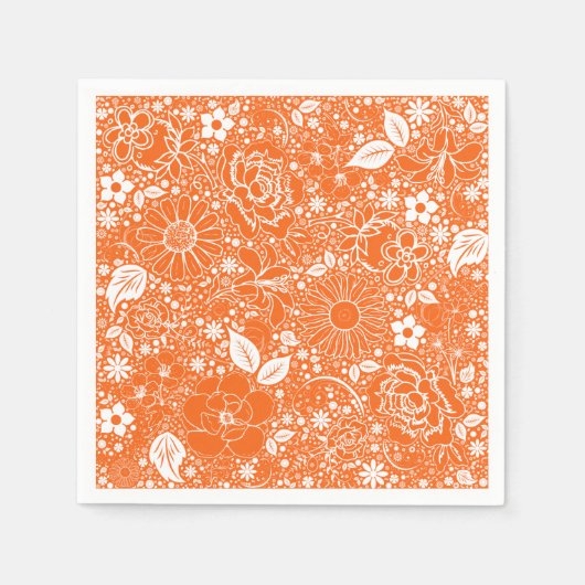 Botanische schoonheden Oranje-Paper Party Napkins Servetten (Voorkant)