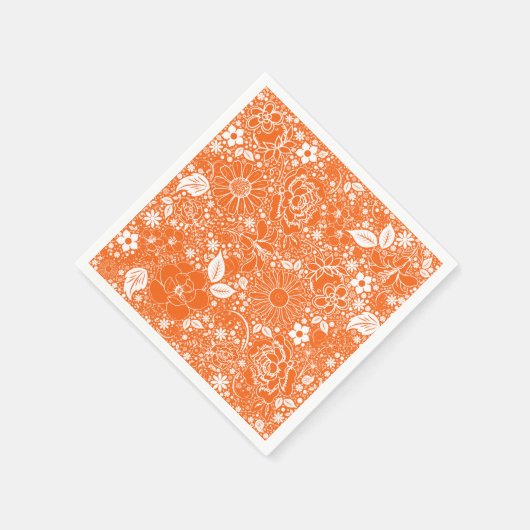 Botanische schoonheden Oranje-Paper Party Napkins Servetten (Hoek)