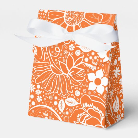 Botanische schoonheden Oranje RIBBON FAVOR BOX Bedankdoosjes (Voorkant Zijde)