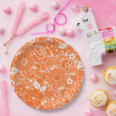 Botanische schoonheden Oranje-Wit PAPIER BORDEN Papieren Bordje (Feest)