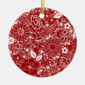 Botanische schoonheden Rood keramisch Ornament (Voorkant)