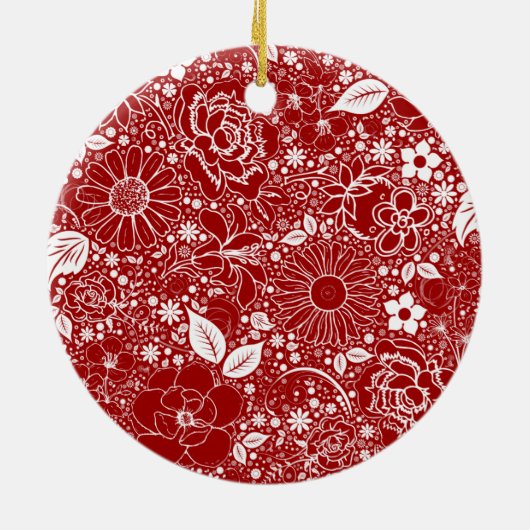 Botanische schoonheden Rood keramisch Ornament (Achterkant)