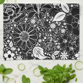 Botanische schoonheden zwart in White Kitchen Towe Theedoek (Gevouwen)