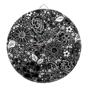 Botanische schoonheden Zwart wit dartboard Dartbord