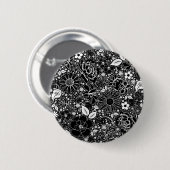 Botanische schoonheden zwart-wit ronde button 5,7 cm (Voorkant /achterkant)