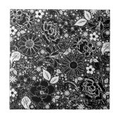Botanische schoonheden zwart-wit tegeltje (Voorkant)