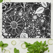 Botanische schoonheden zwart-wit theedoek (Gevouwen)