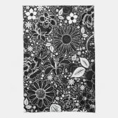 Botanische schoonheden zwart-wit theedoek (Verticaal)